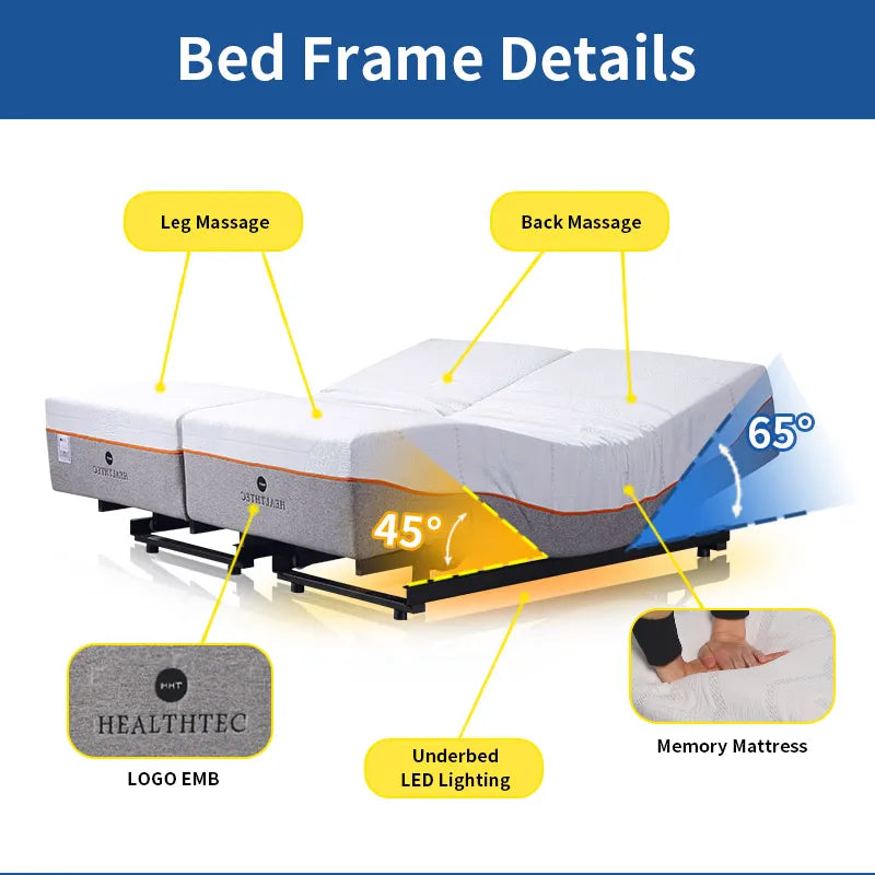 New style electric adjustable bed mechanism metal frame double bed